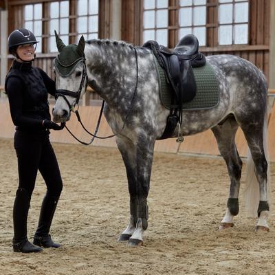 Show full view: Horze Adepto Horse Ear Net, Beetle Khaki Green, Horse slide 5 of 6