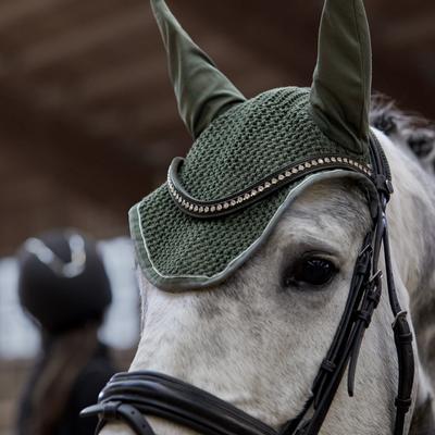 Show full view: Horze Adepto Horse Ear Net, Beetle Khaki Green, Horse slide 2 of 6