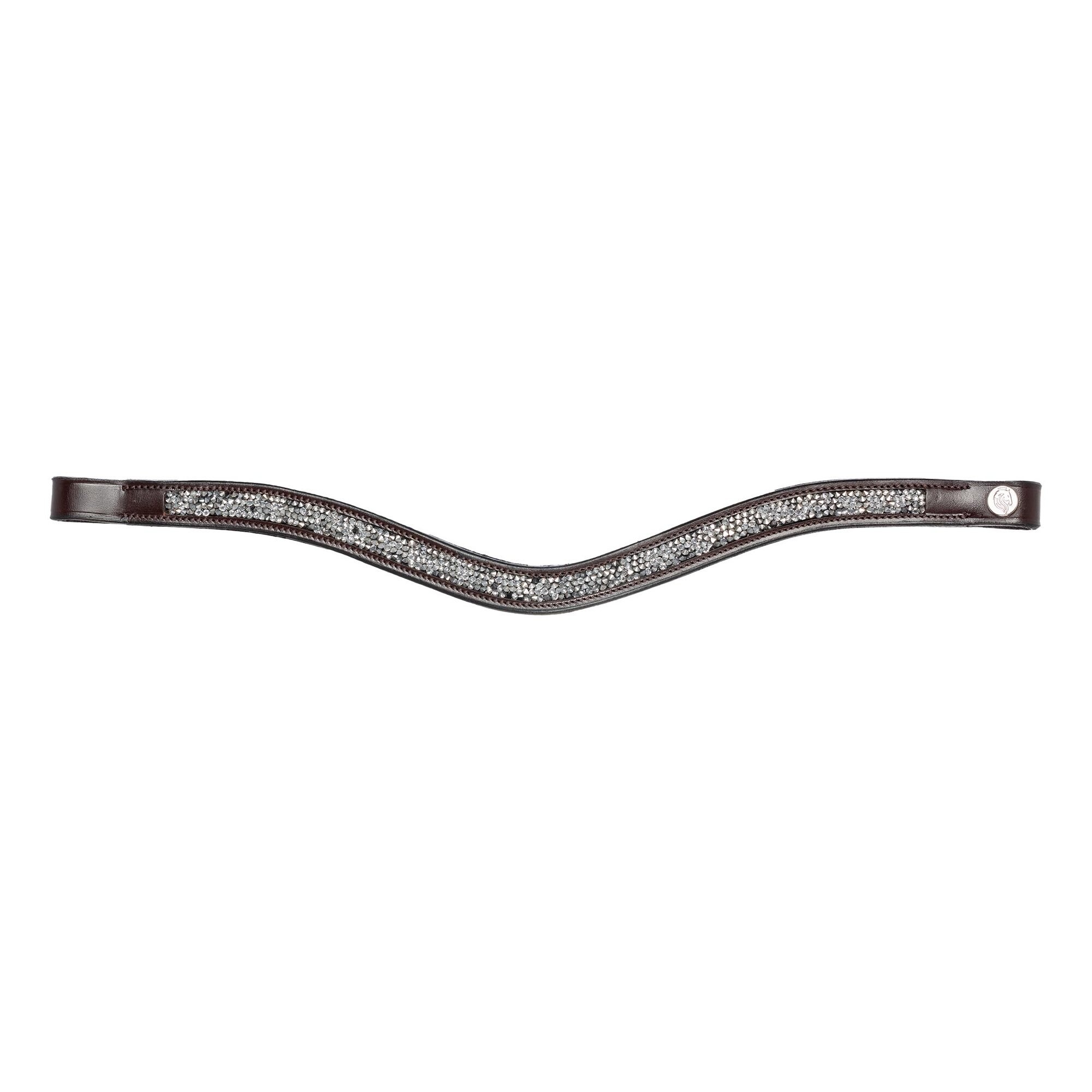 Equinavia Valkyrie Curved Crystal Horse Brow Band, Brown/silver