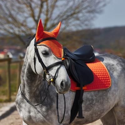Show full view: Horze Adepto Horse Ear Net, Coral Gold, Horse slide 3 of 3