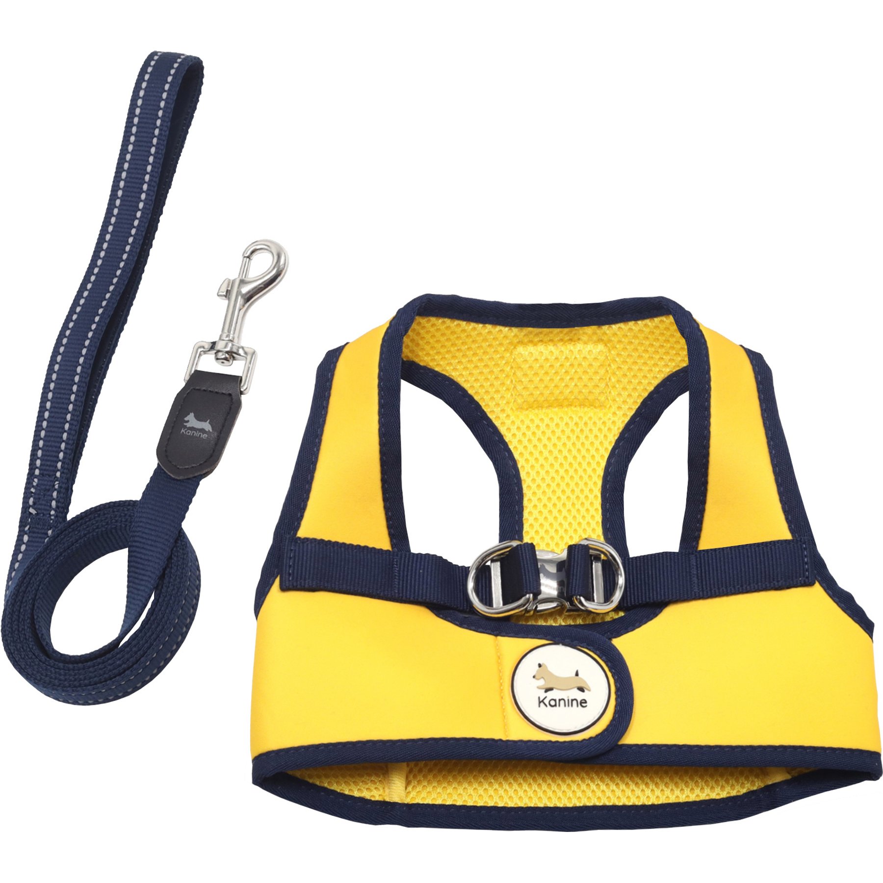 Kanine Dog Harness & Leash Set, Solar Power Yellow, Large