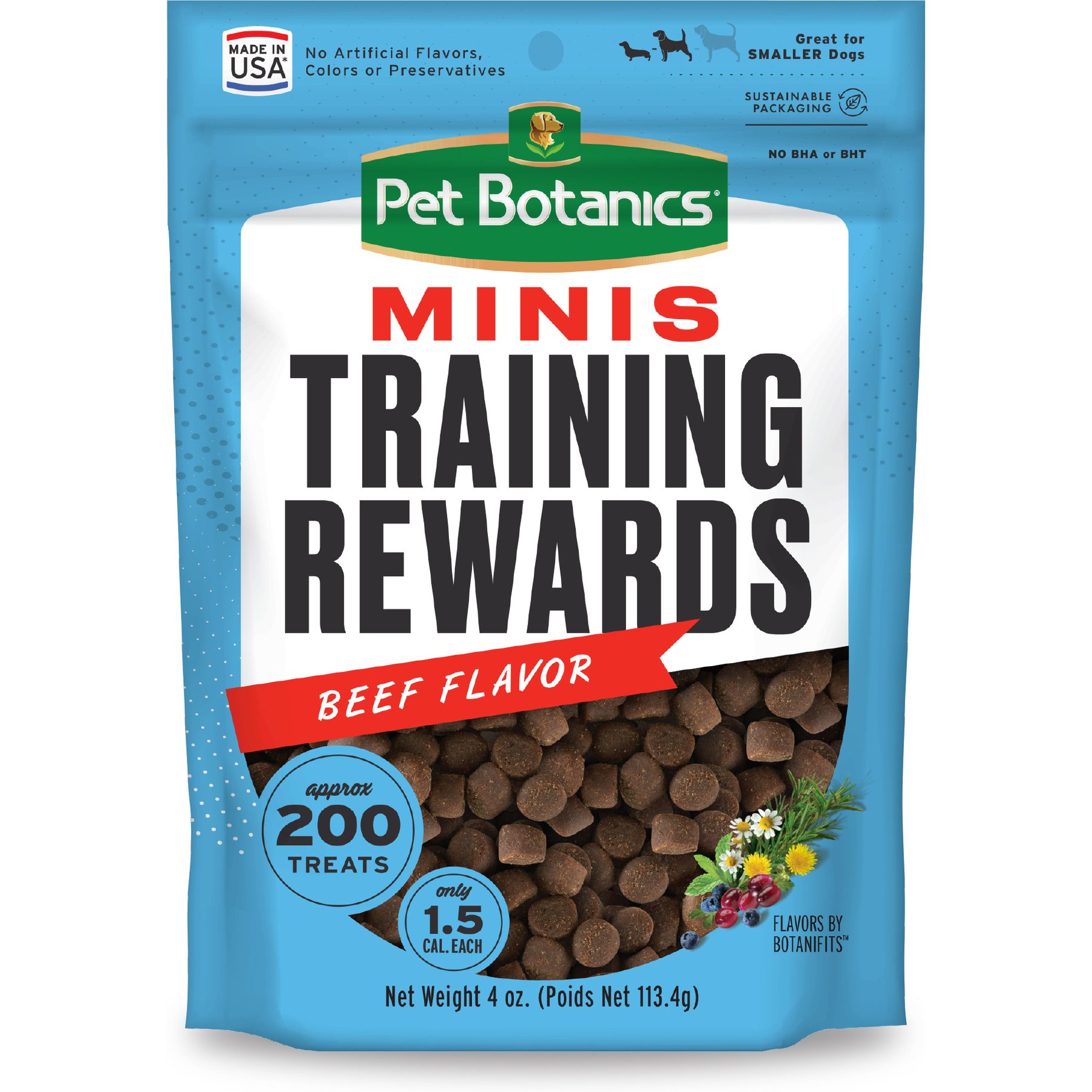Pet Botanics Mini Training Reward Beef Flavor Dog Treats, 4-oz bag