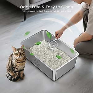 Ptlom Paw Print High Sided Cat Litter Box, X-Large