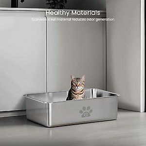 Ptlom Paw Print High Sided Cat Litter Box, X-Large