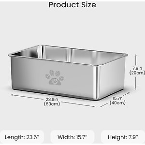 Ptlom Paw Print High Sided Cat Litter Box, X-Large