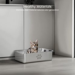 Ptlom Stainless Steel Cat Litter Box High Side, 15.7 x 11.8 x 3.9-in slide 2 of 8