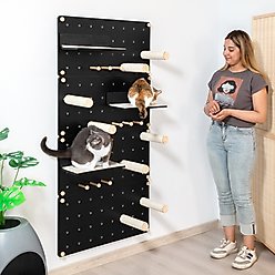 Coziwow Wall-Mounted Cat Climber Scratcher Shelves on Pegboard, Black