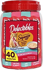 Delectables Squeeze Up Seafood Variety Pack Grain-Free Lickable Cat Treats, 0.5-oz tube, 40 count