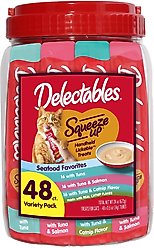 Hartz Delectables Squeeze Up Tuna Variety Pack Lickable Cat Treats, 0.5-oz tube, 48 count
