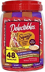 Hartz Delectables Squeeze Up Non-Seafood Chicken Variety Pack Lickable Cat Treats, 0.5-oz tube, 48 count