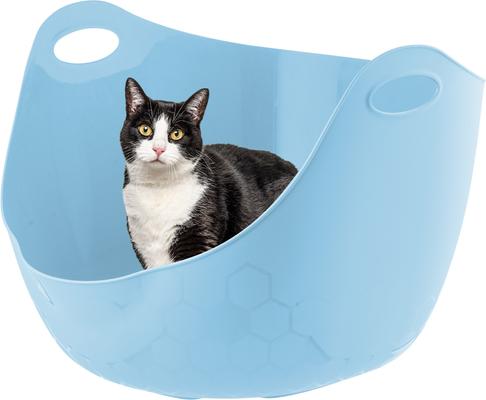 Show full view: IRIS Flexi Cat Litter Pan with Handles, Blue, Large slide 3 of 11