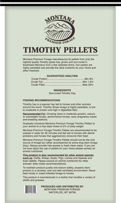 Show full view: Montana Premium Forage Timothy Pellets Horse Feed, 40-lb bag slide 2 of 3