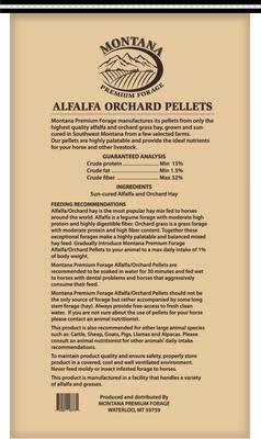 Show full view: Montana Premium Forage Alfalfa Orchard Pellets Horse Feed, 40-lb bag slide 2 of 3