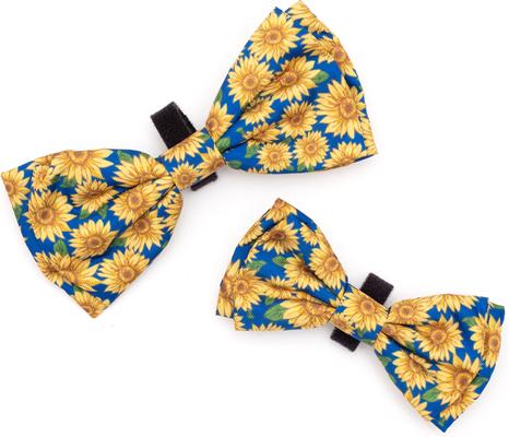 Show full view: The Worthy Dog Sunflowers Dog Bow Tie, Blue, Large slide 2 of 3