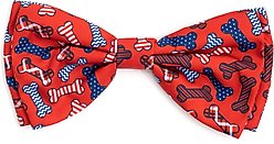 The Worthy Dog Preppy Bones Dog Bow Tie, Red/White/Blue, Small