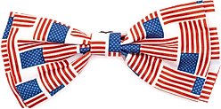 The Worthy Dog Patchwork Flag Dog Bow Tie, Red/White/Blue, Small