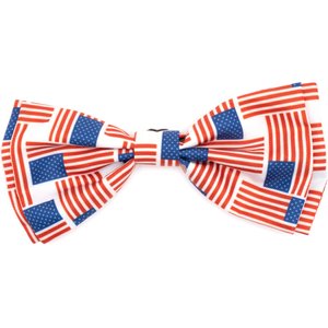 The Worthy Dog Patchwork Flag Dog Bow Tie, Red/White/Blue, Large
