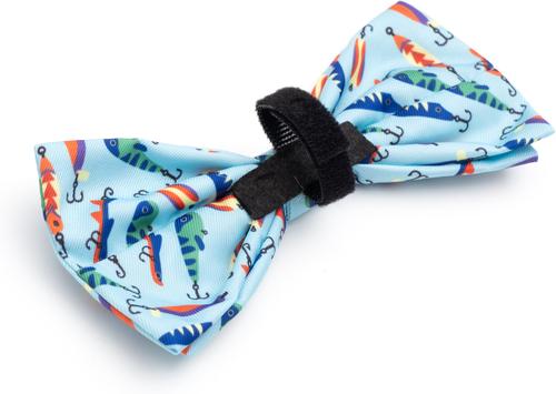 Show full view: The Worthy Dog Gone Fishin' Dog Bow Tie, Blue, Small slide 3 of 3