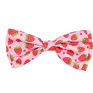 The Worthy Dog Strawberries Dog Bow Tie, Pink, Large