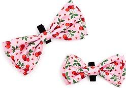 The Worthy Dog Cherries Jubilee Dog Bow Tie, Pink, Large slide 2 of 4