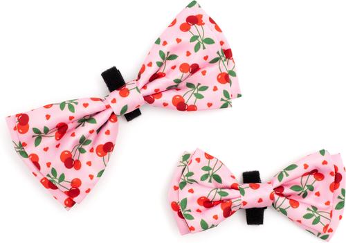 Show full view: The Worthy Dog Cherries Jubilee Dog Bow Tie, Pink, Small slide 2 of 4