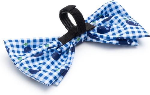 Show full view: The Worthy Dog Gingham Whales Dog Bow Tie, Blue, Small slide 3 of 4