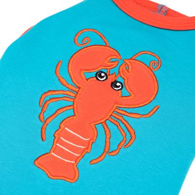 Show full view: The Worthy Dog Lobster Tee Dog Shirt, Teal, Small slide 4 of 6