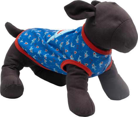 Show full view: The Worthy Dog Sam the Shark Tee Dog Shirt, Blue, Small slide 2 of 3