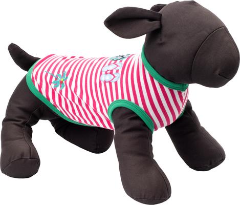 Show full view: The Worthy Dog Flip Flops Tee Dog Shirt, Pink/White, X-Small slide 2 of 3