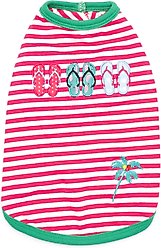 The Worthy Dog Flip Flops Tee Dog Shirt, Pink/White, X-Small