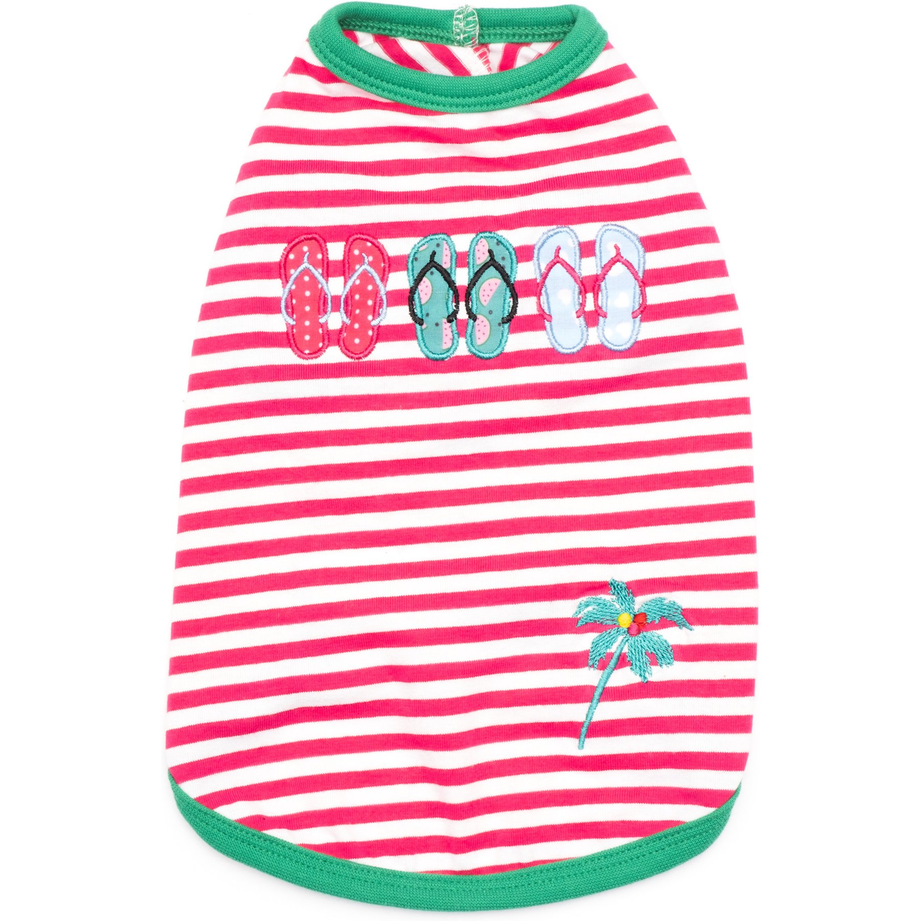 The Worthy Dog Flip Flops Tee Dog Shirt, Pink/White, X-Small