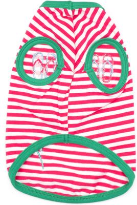 Show full view: The Worthy Dog Flip Flops Tee Dog Shirt, Pink/White, X-Small slide 3 of 3