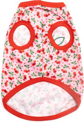 Show full view: The Worthy Dog Cherries Jubilee Tee Dog Shirt, Pink, Medium slide 4 of 4