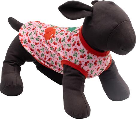 Show full view: The Worthy Dog Cherries Jubilee Tee Dog Shirt, Pink, Medium slide 2 of 4