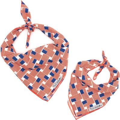 Show full view: The Worthy Dog Patchwork Flag Dog Bandana, Red/White/Blue, Small slide 3 of 3