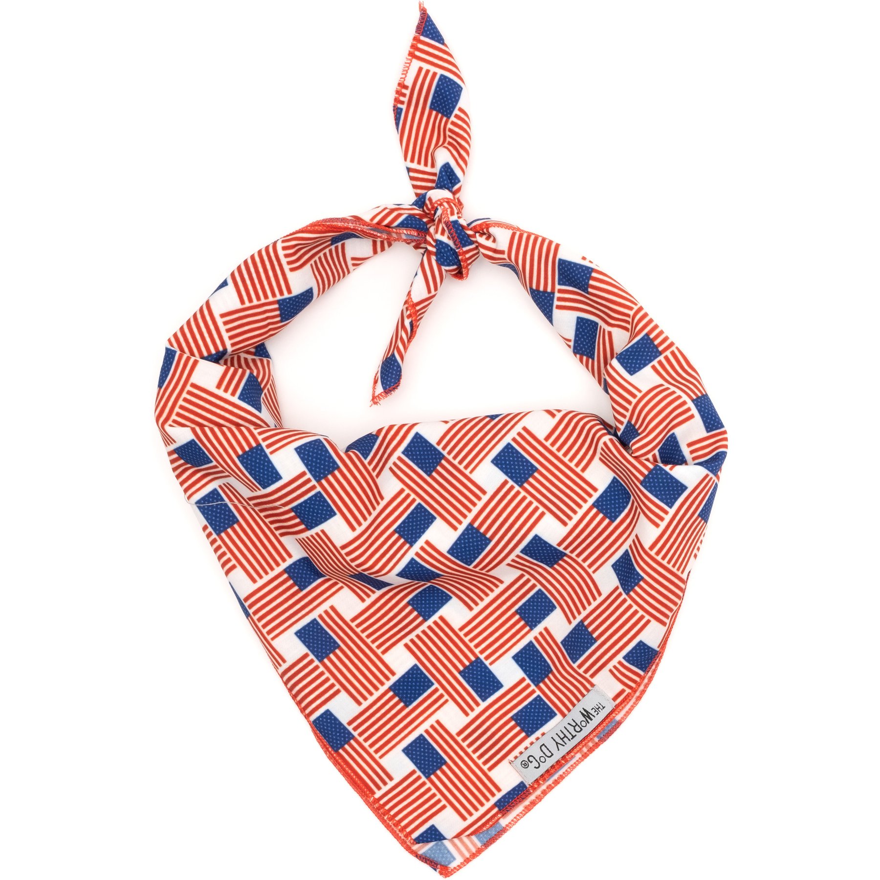 The Worthy Dog Patchwork Flag Dog Bandana, Red/White/Blue, Large