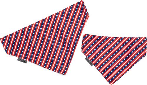 Show full view: The Worthy Dog Bias Stars & Stripes Dog Bandana, Red/White/Blue, Small slide 4 of 4