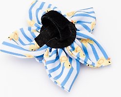 The Worthy Dog Stripe Rubber Duck Flower Dog & Cat Collar Accessory, Light Blue/White, Large slide 2 of 3