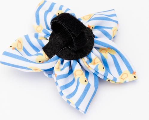 Show full view: The Worthy Dog Stripe Rubber Duck Flower Dog & Cat Collar Accessory, Light Blue/White, Large slide 3 of 3