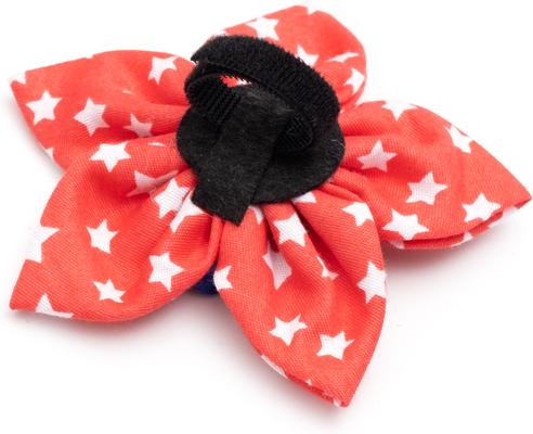 Show full view: The Worthy Dog Stars Flower Dog & Cat Collar Accessory, Red/Navy, Small slide 3 of 3