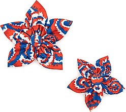 The Worthy Dog Kaleidoscope Flower Dog & Cat Collar Accessory, Red/White/Blue, Small slide 2 of 4