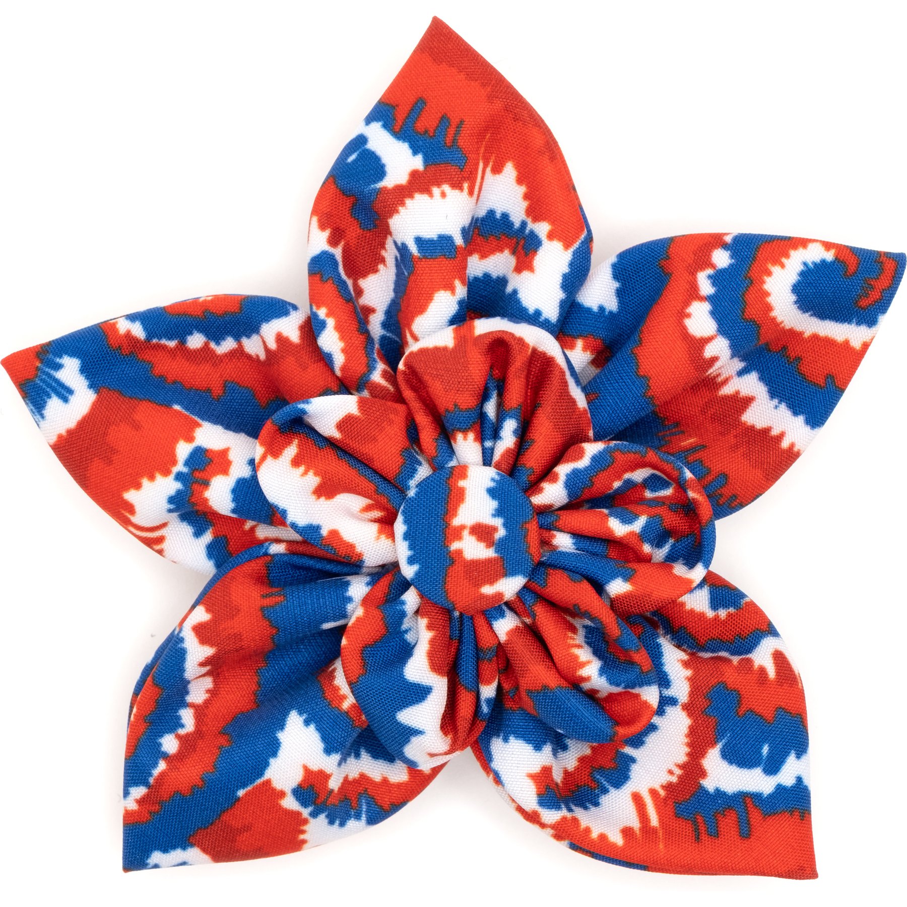The Worthy Dog Kaleidoscope Flower Dog & Cat Collar Accessory, Red/White/Blue, Large