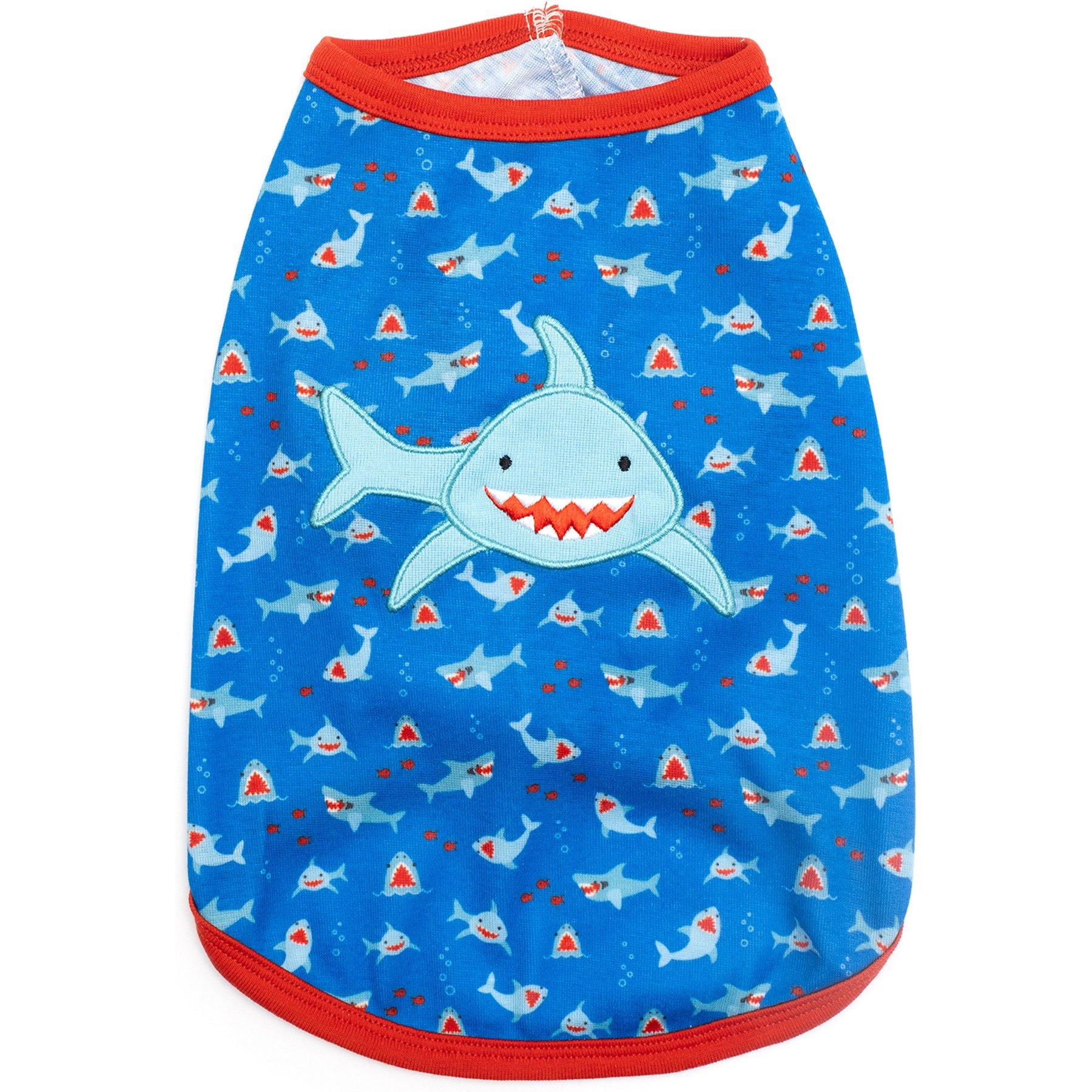 The Worthy Dog Sam the Shark Tee Dog Shirt, Blue, X-Large