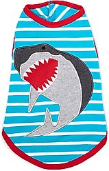 The Worthy Dog Jaws Tee Dog Shirt, Light Blue/White, Small