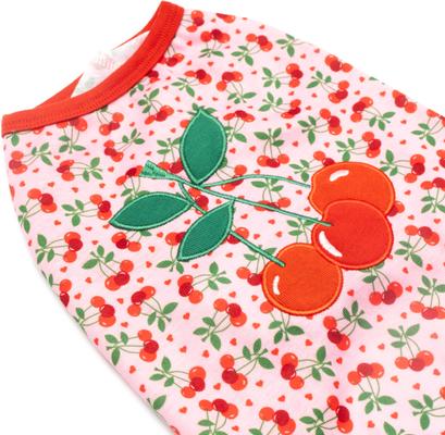 Show full view: The Worthy Dog Cherries Jubilee Tee Dog Shirt, Pink, Medium slide 3 of 4