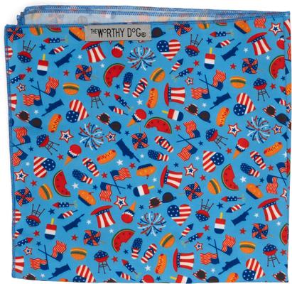 Show full view: The Worthy Dog Independence Day Dog Bandana, Blue, Large slide 3 of 3