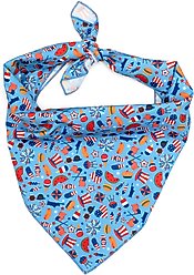 The Worthy Dog Independence Day Dog Bandana, Blue, Large