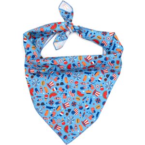 The Worthy Dog Independence Day Dog Bandana, Blue, Large
