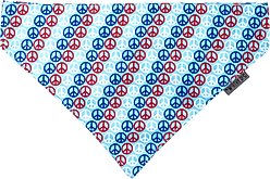 The Worthy Dog Red, White, & Blue Peace Dog Bandana, Blue, Large