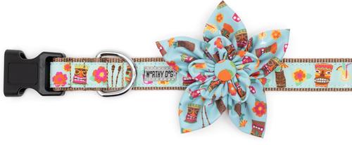 Show full view: The Worthy Dog Tiki Time Flower Dog & Cat Collar Accessory, Blue, Large slide 2 of 4